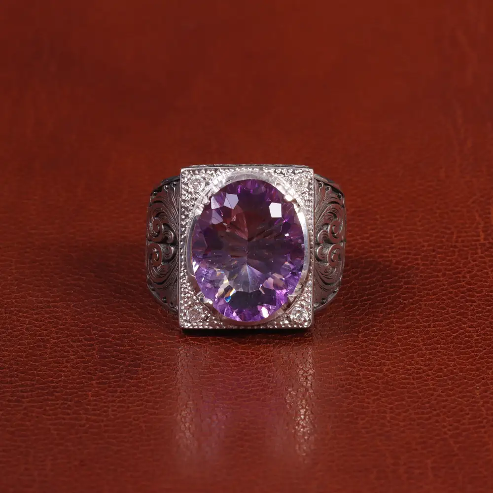 انگشتر آمیتیست مردانه کد 27342