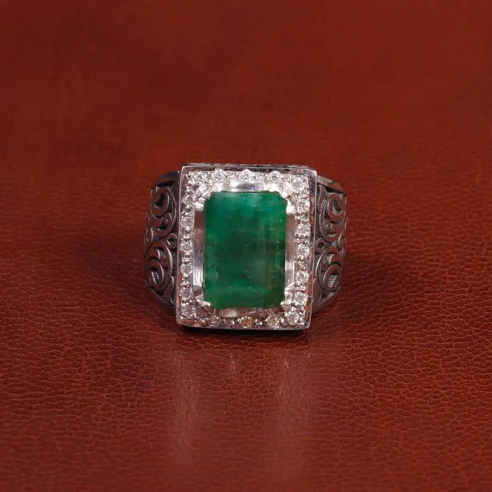 انگشتر زمرد مردانه کد 27356