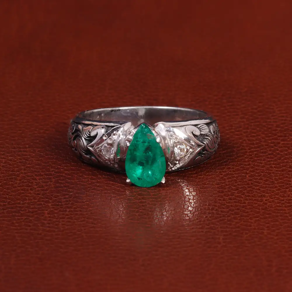 انگشتر زمرد مردانه کد 27368