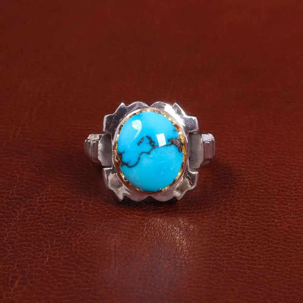 انگشتر فیروزه شجری مردانه کد 27450