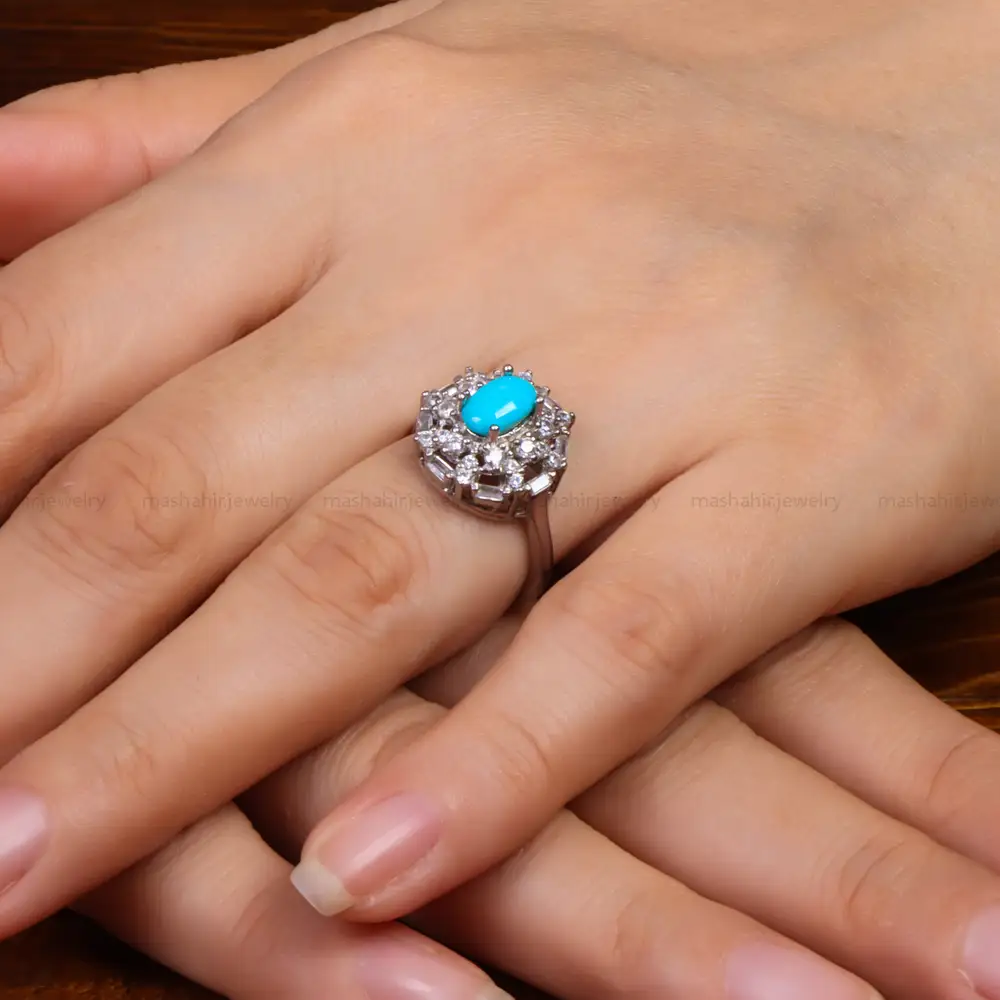 انگشتر فیروزه عجمی زنانه کد 27578