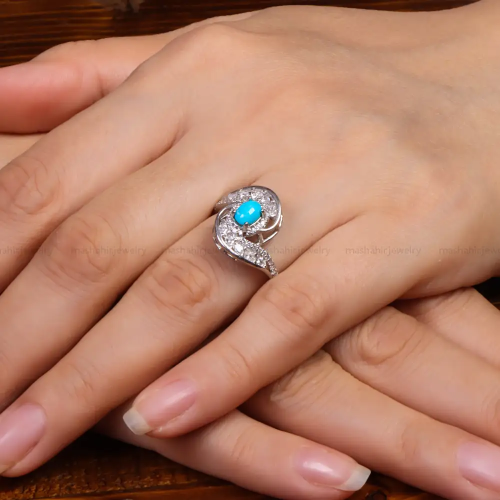 انگشتر فیروزه عجمی زنانه کد 27588