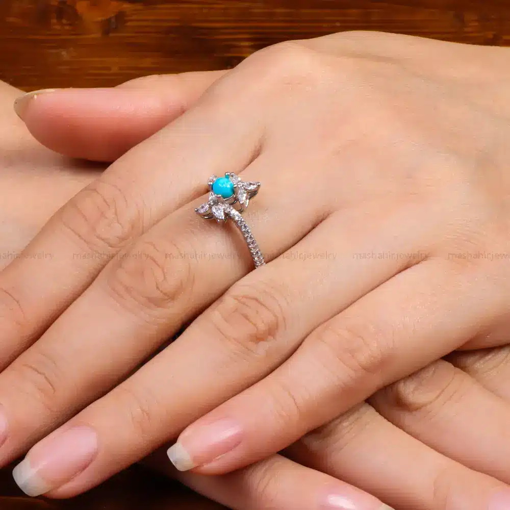 انگشتر فیروزه عجمی زنانه کد 27619
