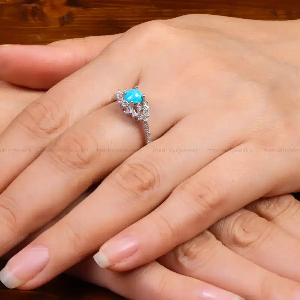 انگشتر فیروزه عجمی زنانه کد 27623