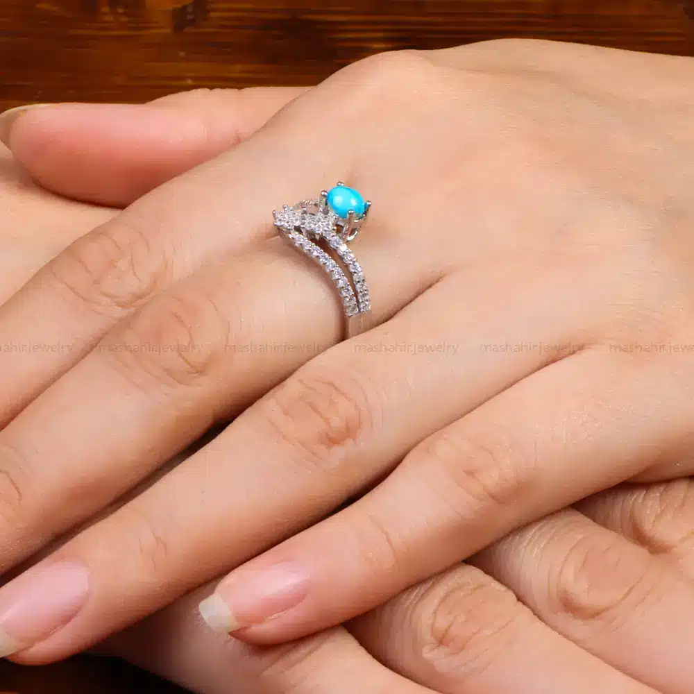 انگشتر فیروزه عجمی زنانه کد 27627