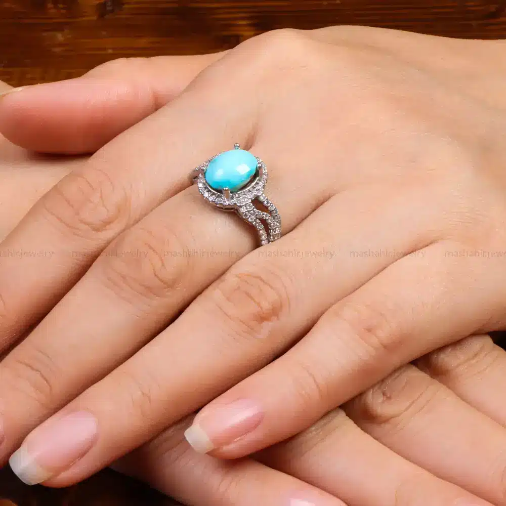 انگشتر فیروزه عجمی زنانه کد 27643