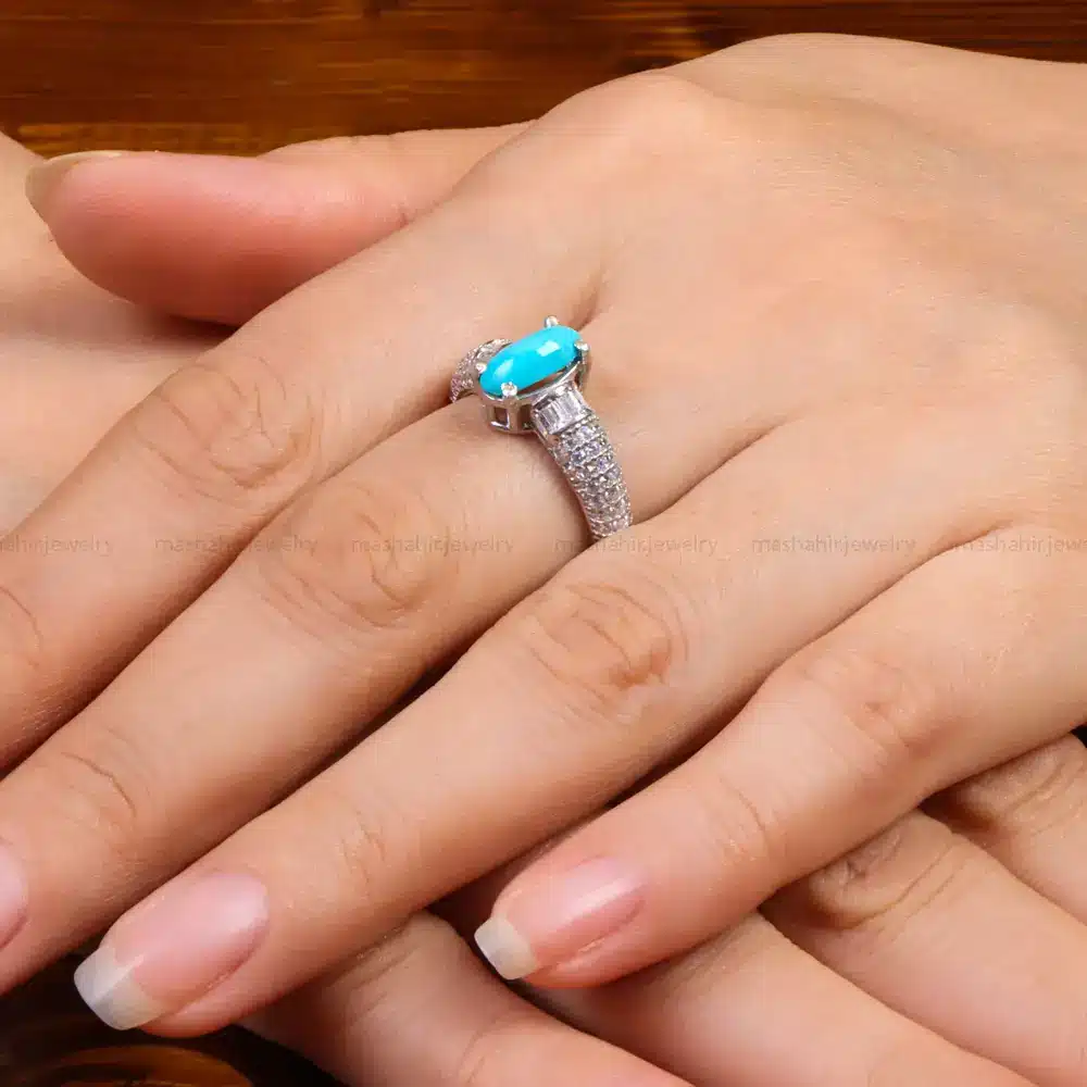 انگشتر فیروزه عجمی زنانه کد 27649