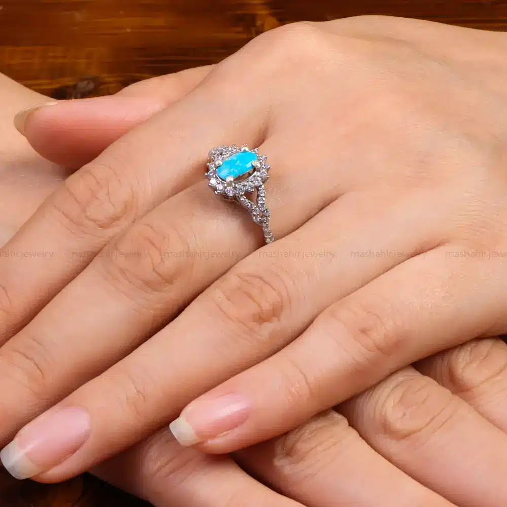 انگشتر فیروزه عجمی زنانه کد 27651