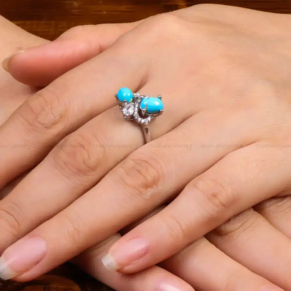 انگشتر فیروزه عجمی زنانه کد 27693