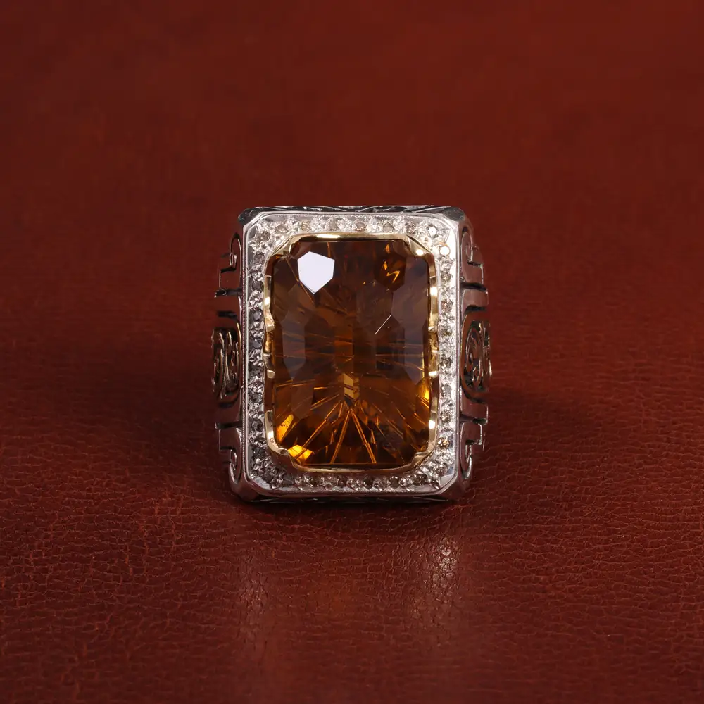 انگشتر سیترین مردانه کد 27763