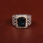 انگشتر توپاز آبی مردانه کد 27771