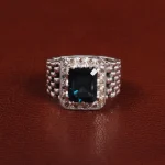 انگشتر توپاز آبی مردانه کد 27772