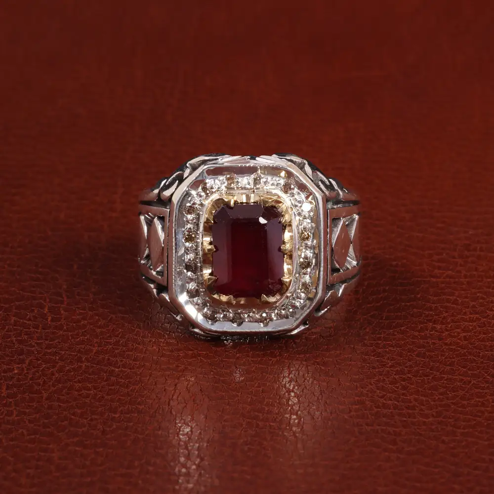 انگشتر یاقوت سرخ مردانه کد 27780