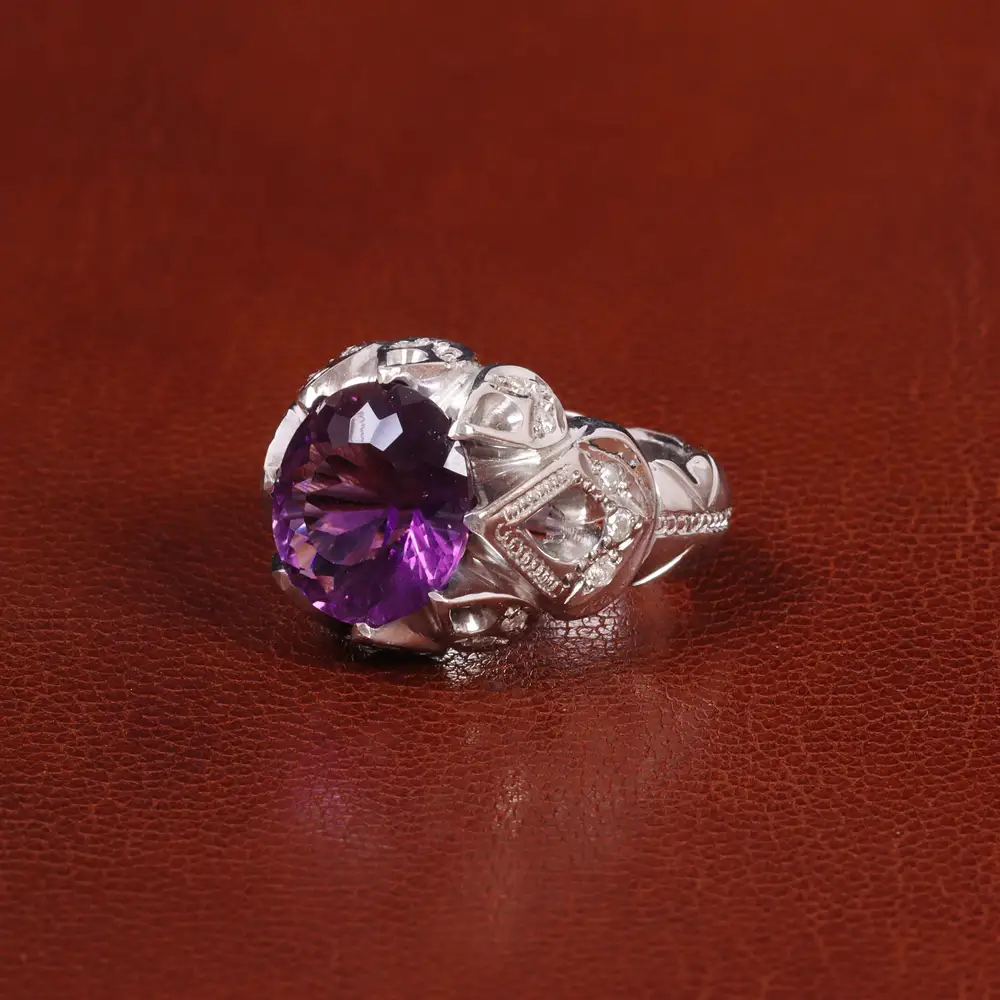 انگشتر آمیتیست مردانه کد 27343