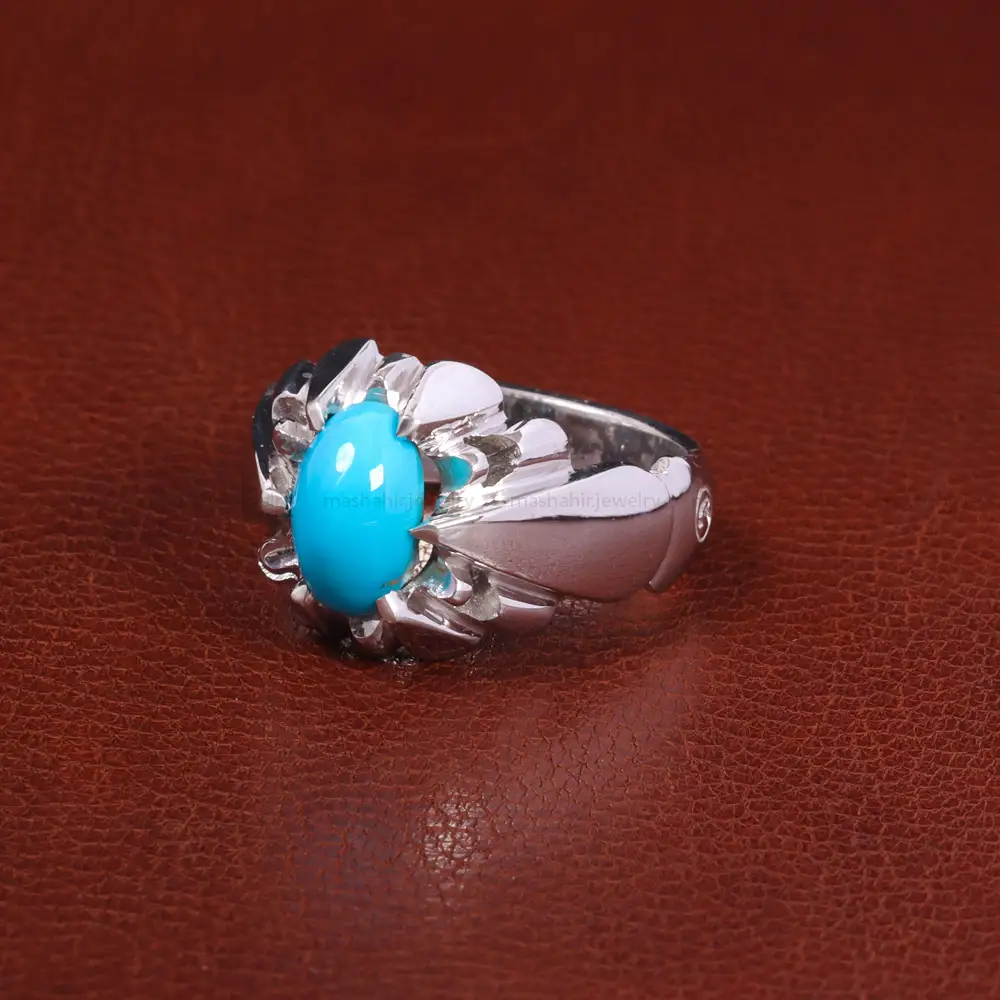 انگشتر فيروزه عجمی مردانه کد 27490