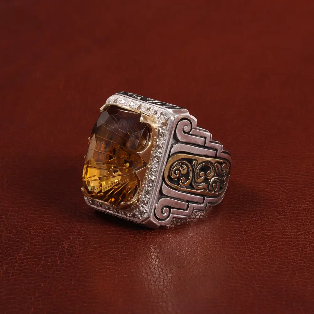 انگشتر سیترین مردانه کد 27763