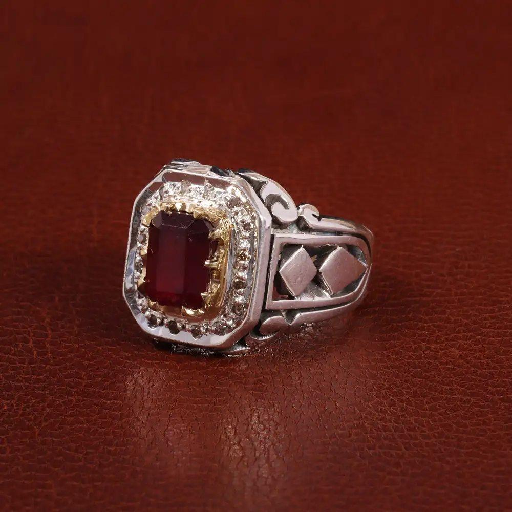 انگشتر یاقوت سرخ مردانه کد 27780