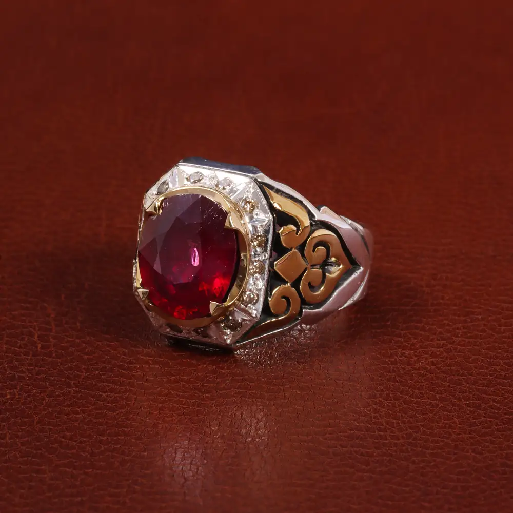 انگشتر یاقوت سرخ مردانه کد 27781