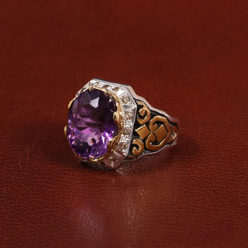 انگشتر آمیتیست مردانه کد 27782