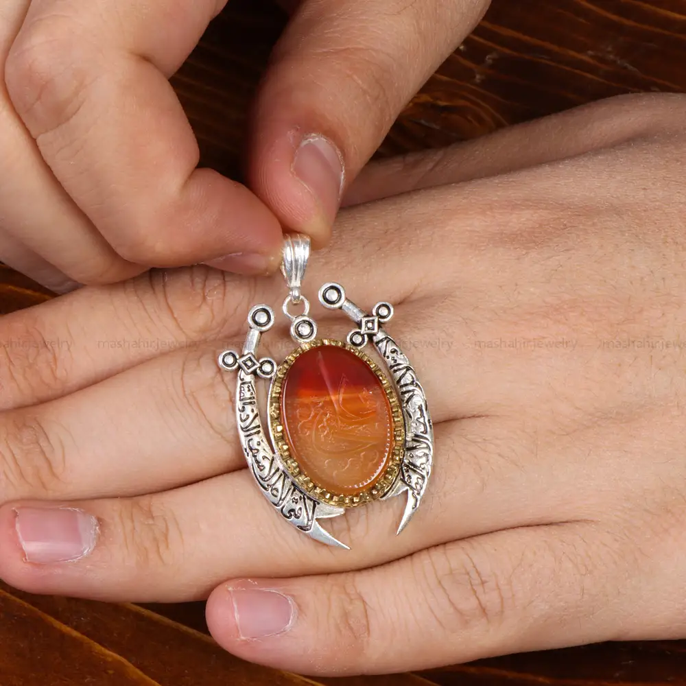 گردنبند عقیق مردانه کد 26915