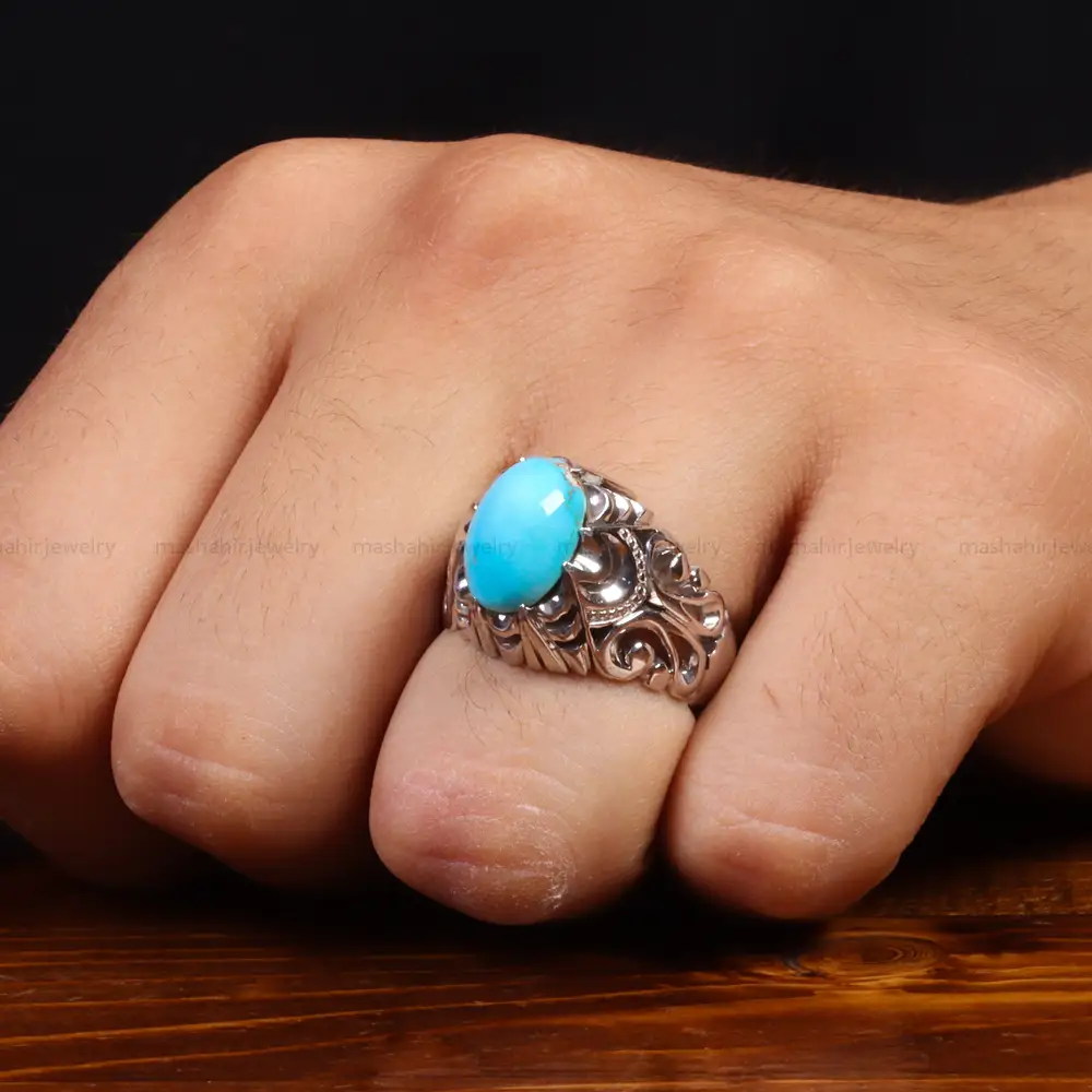 انگشتر فيروزه عجمی مردانه کد 27310