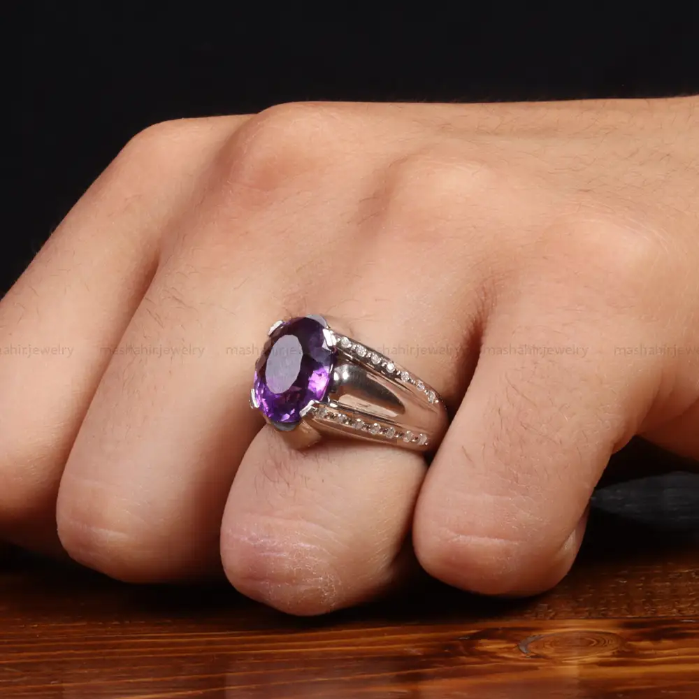 انگشتر آمیتیست مردانه کد 27339