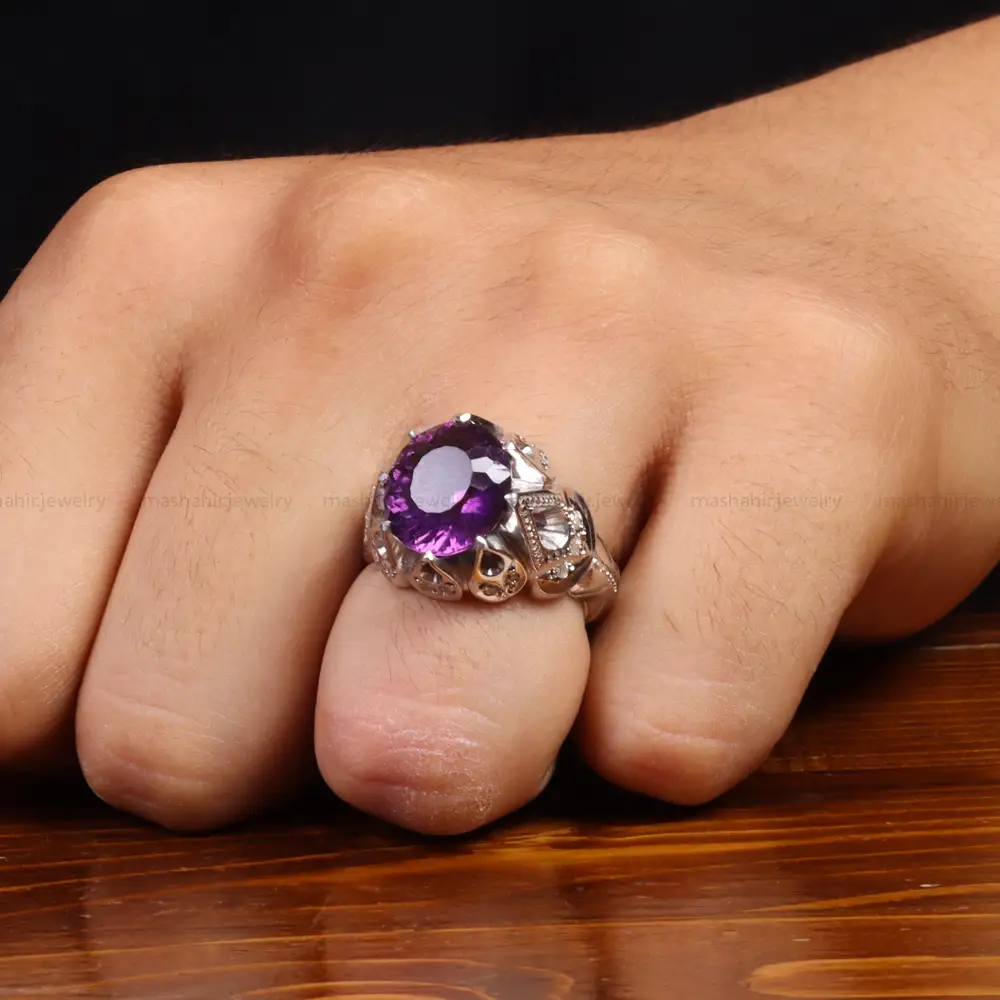 انگشتر آمیتیست مردانه کد 27343