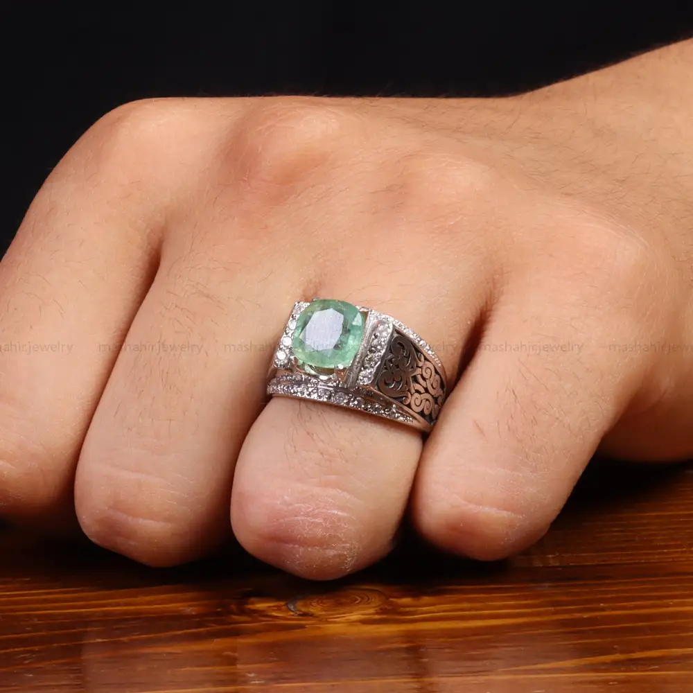 انگشتر زمرد مردانه کد 27346