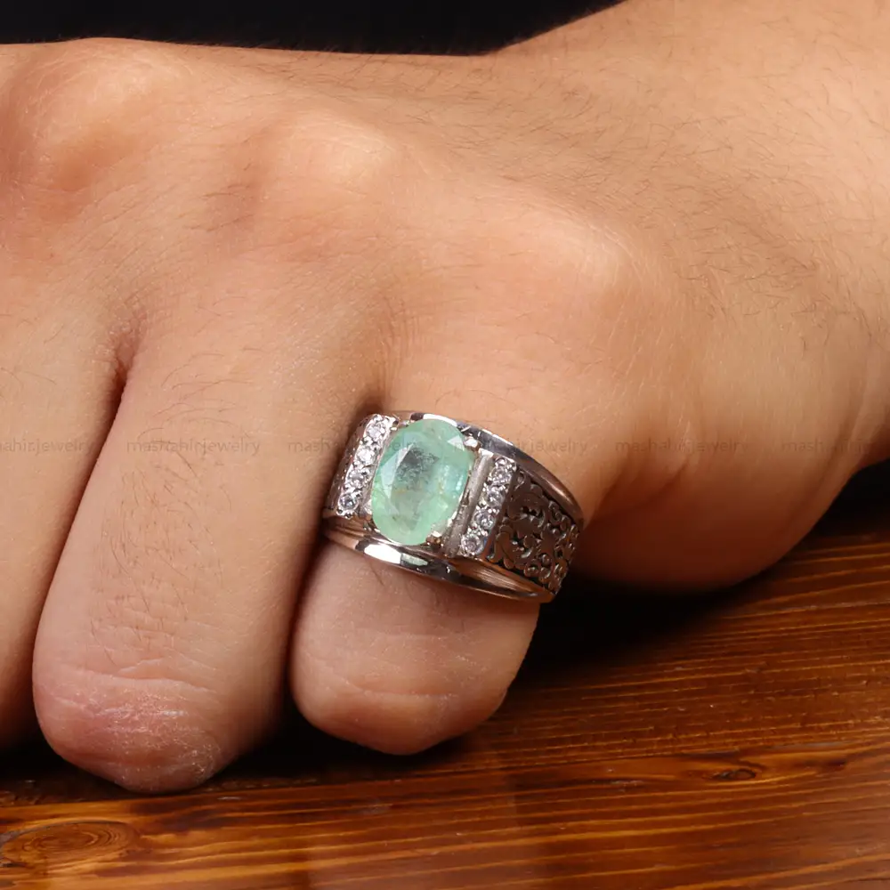 انگشتر زمرد مردانه کد 27347