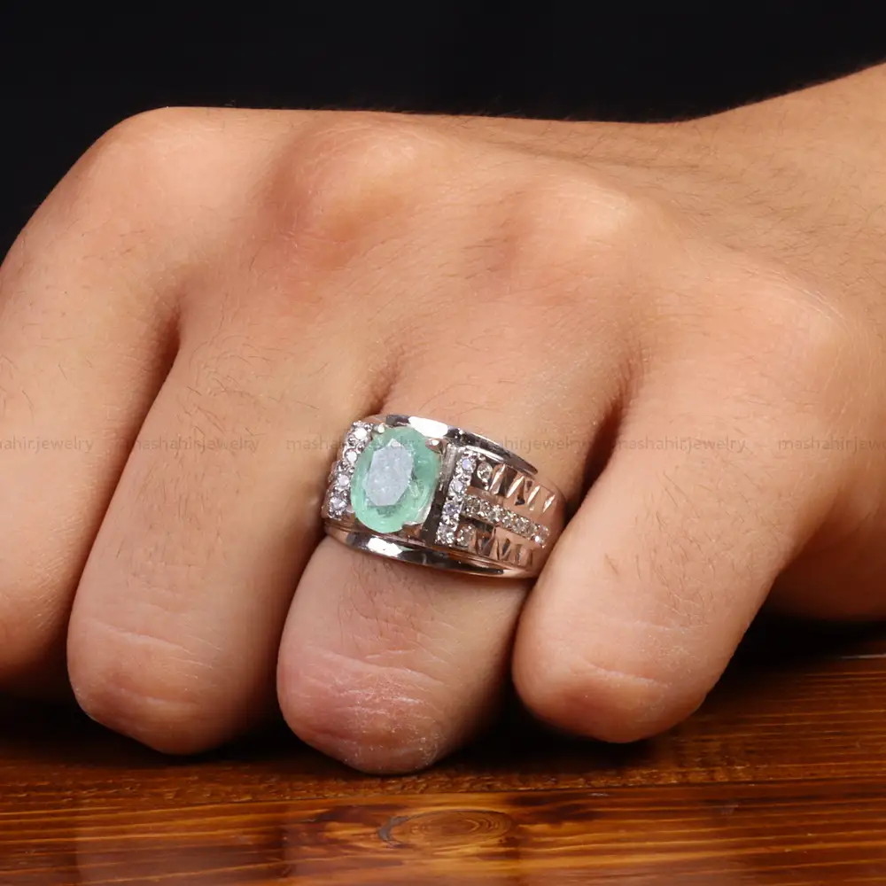انگشتر زمرد مردانه کد 27350