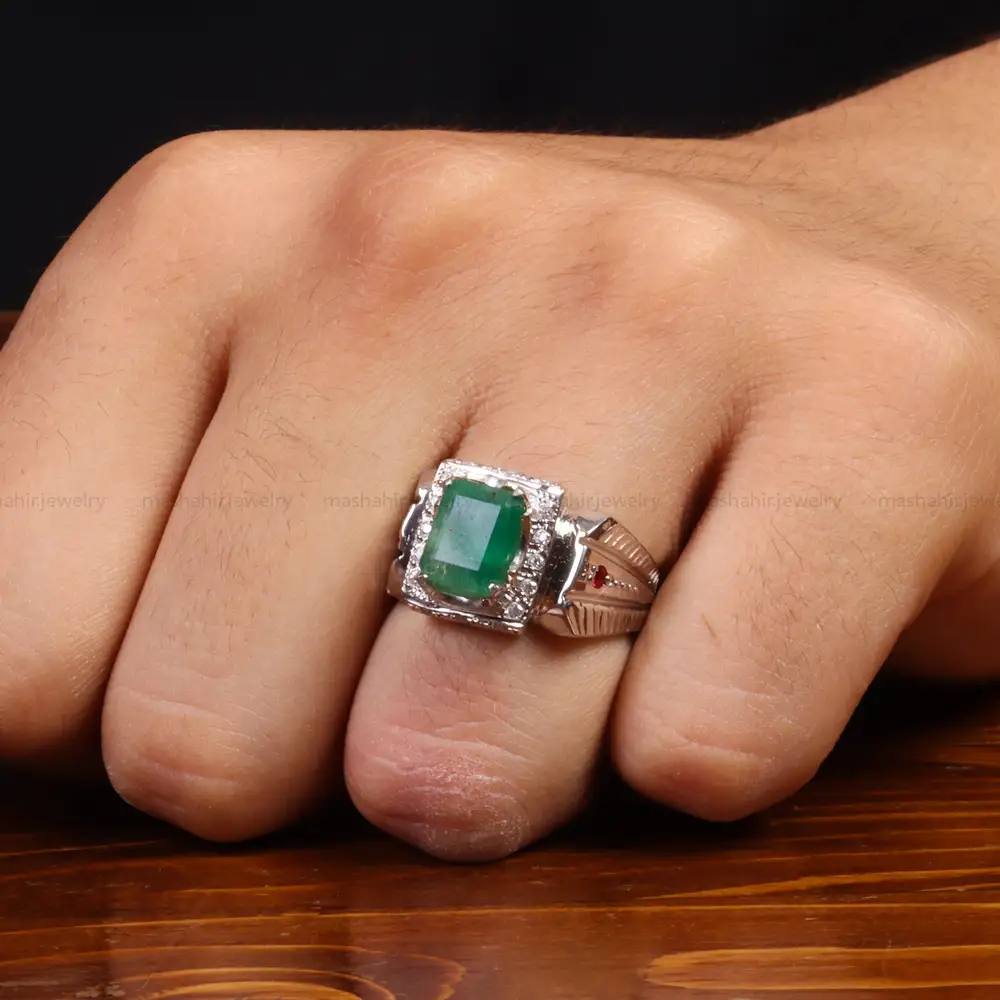 انگشتر زمرد مردانه کد 27355