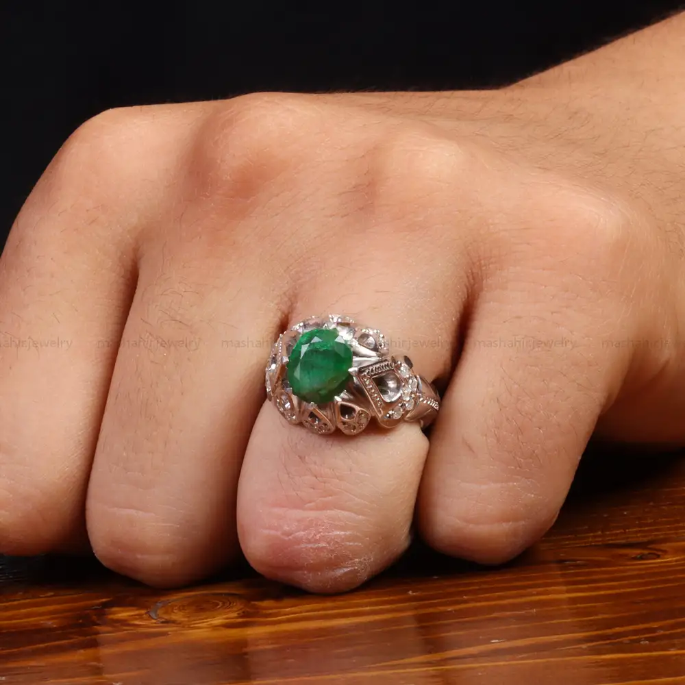 انگشتر زمرد مردانه کد 27365