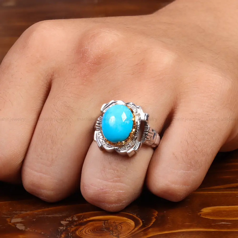 انگشتر فيروزه عجمی مردانه کد 27448
