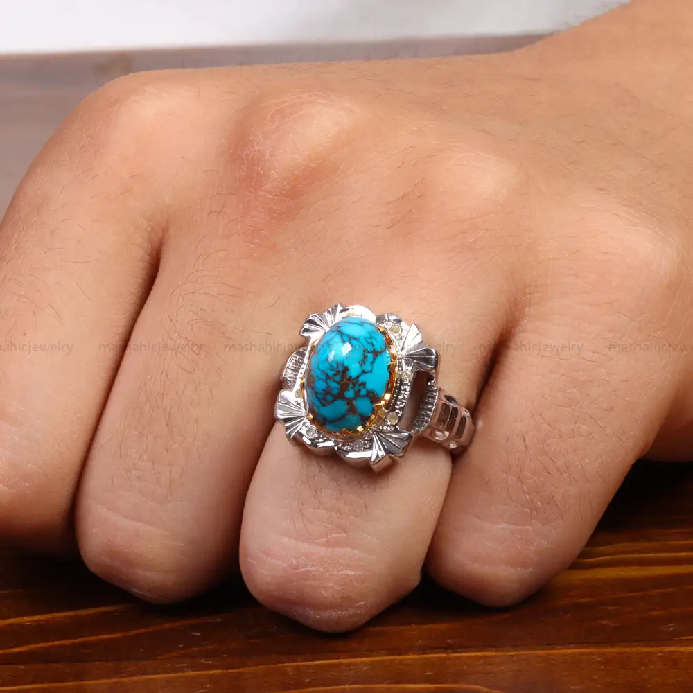 انگشتر فیروزه شجری مردانه کد 27449