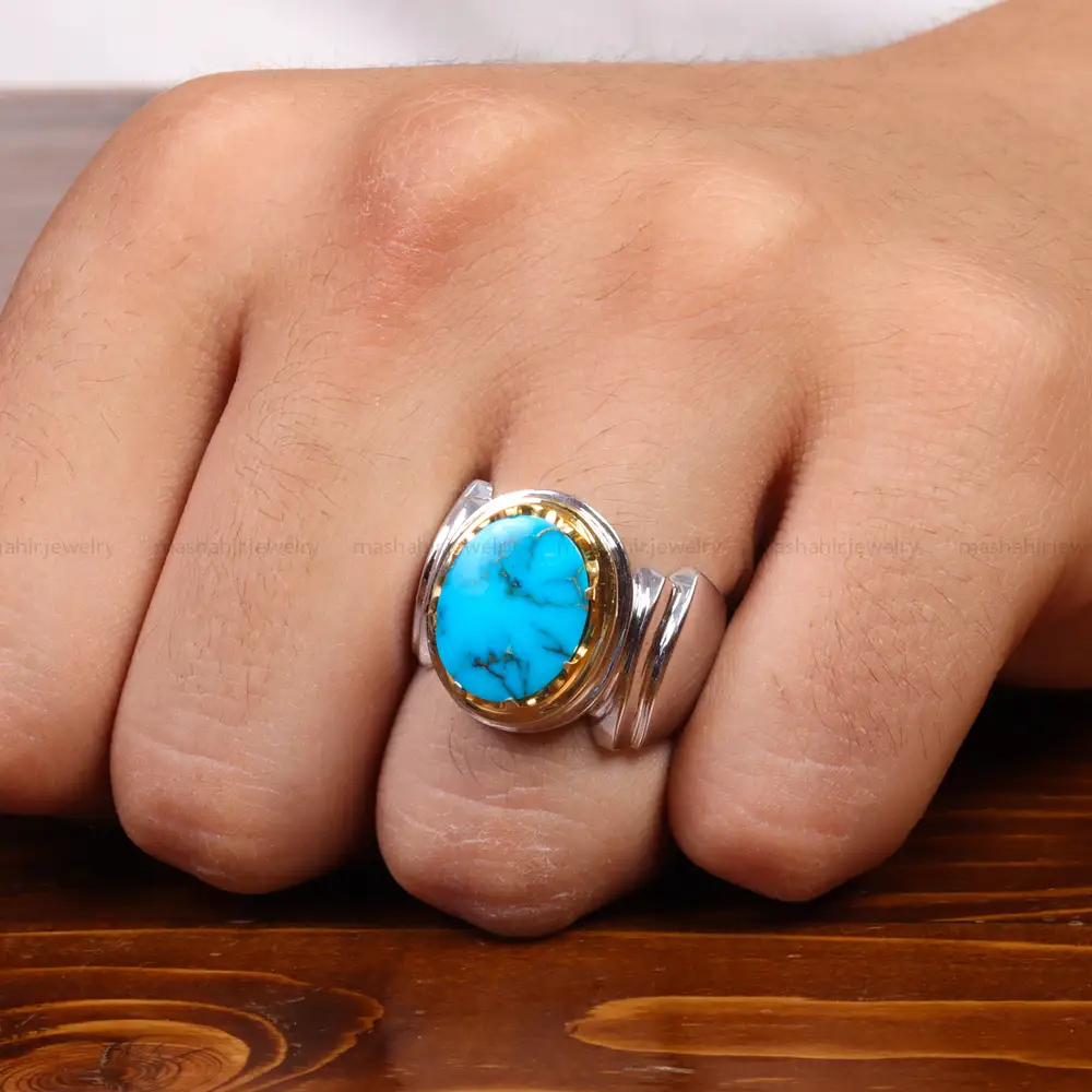 انگشتر فیروزه شجری مردانه کد 27464
