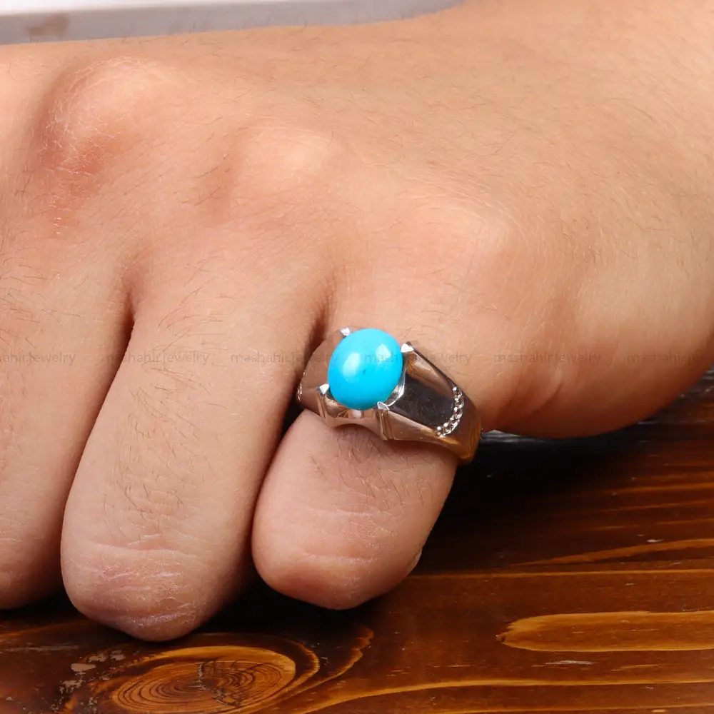 انگشتر فيروزه عجمی مردانه کد 27466