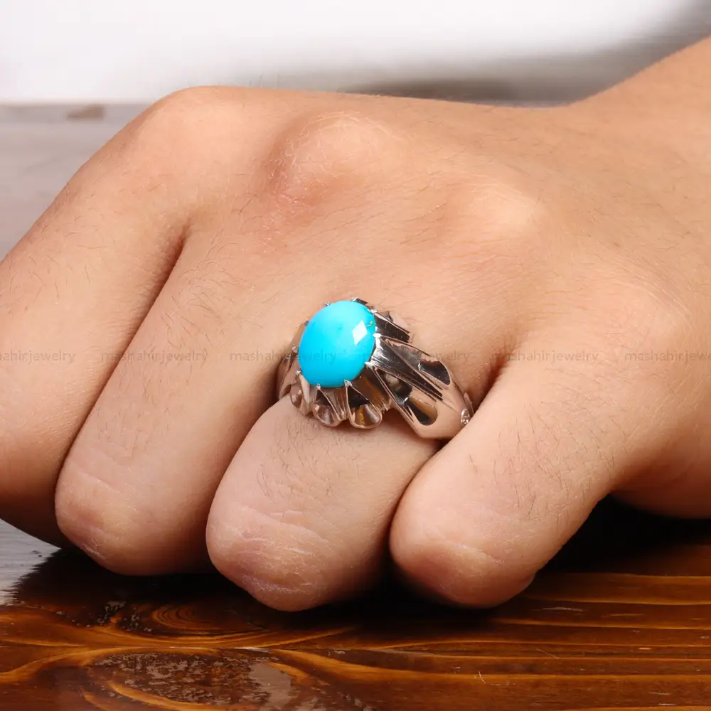 انگشتر فيروزه عجمی مردانه کد 27479