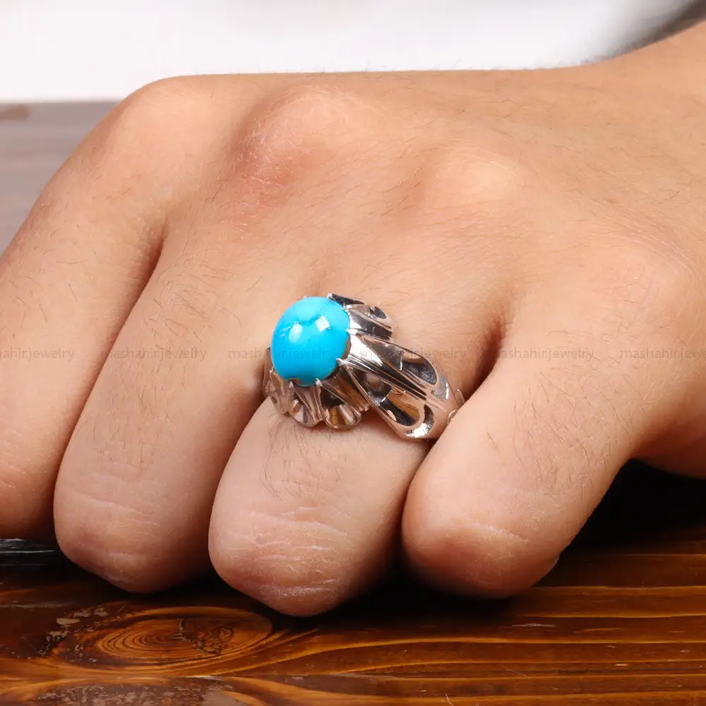 انگشتر فیروزه شجری مردانه کد 27481