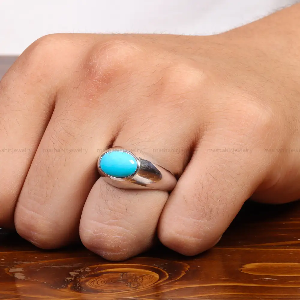 انگشتر فيروزه عجمی مردانه کد 27484