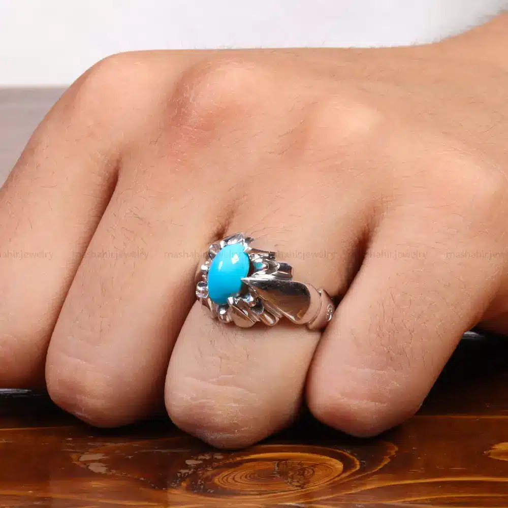 انگشتر فيروزه عجمی مردانه کد 27490