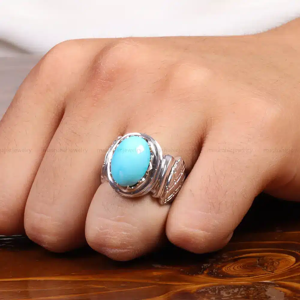 انگشتر فيروزه عجمی مردانه کد 27496
