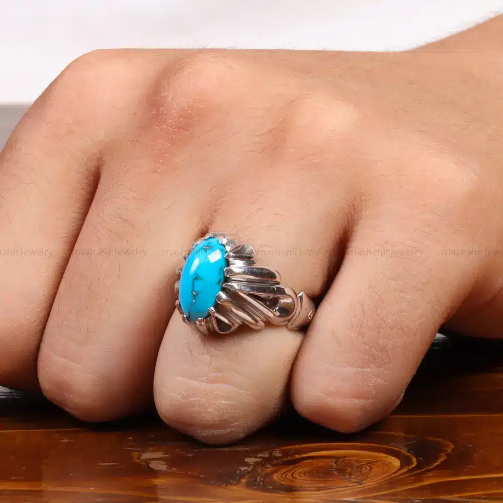 انگشتر فیروزه شجری مردانه کد 27501