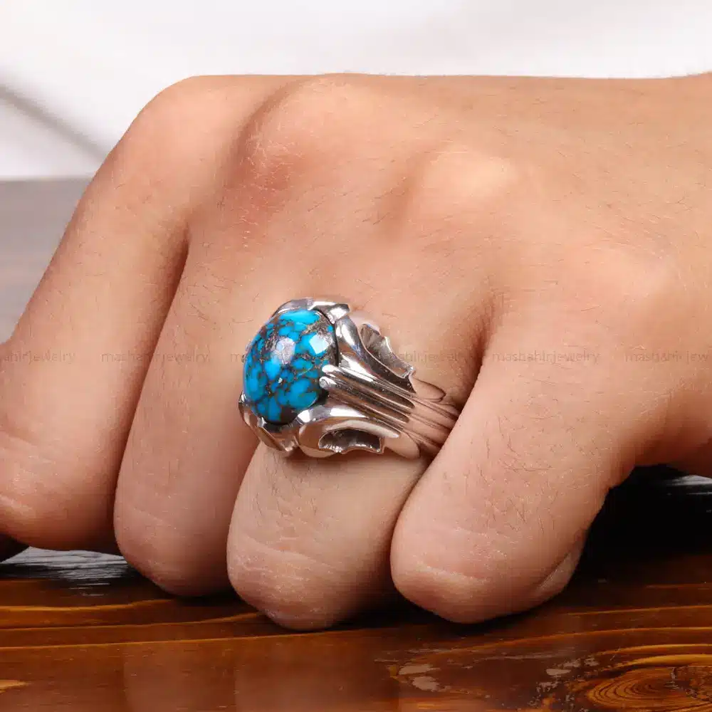 انگشتر فیروزه شجری مردانه کد 27502