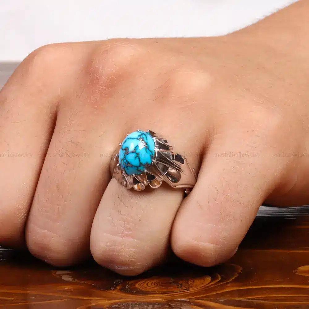 انگشتر فیروزه شجری مردانه کد 27513