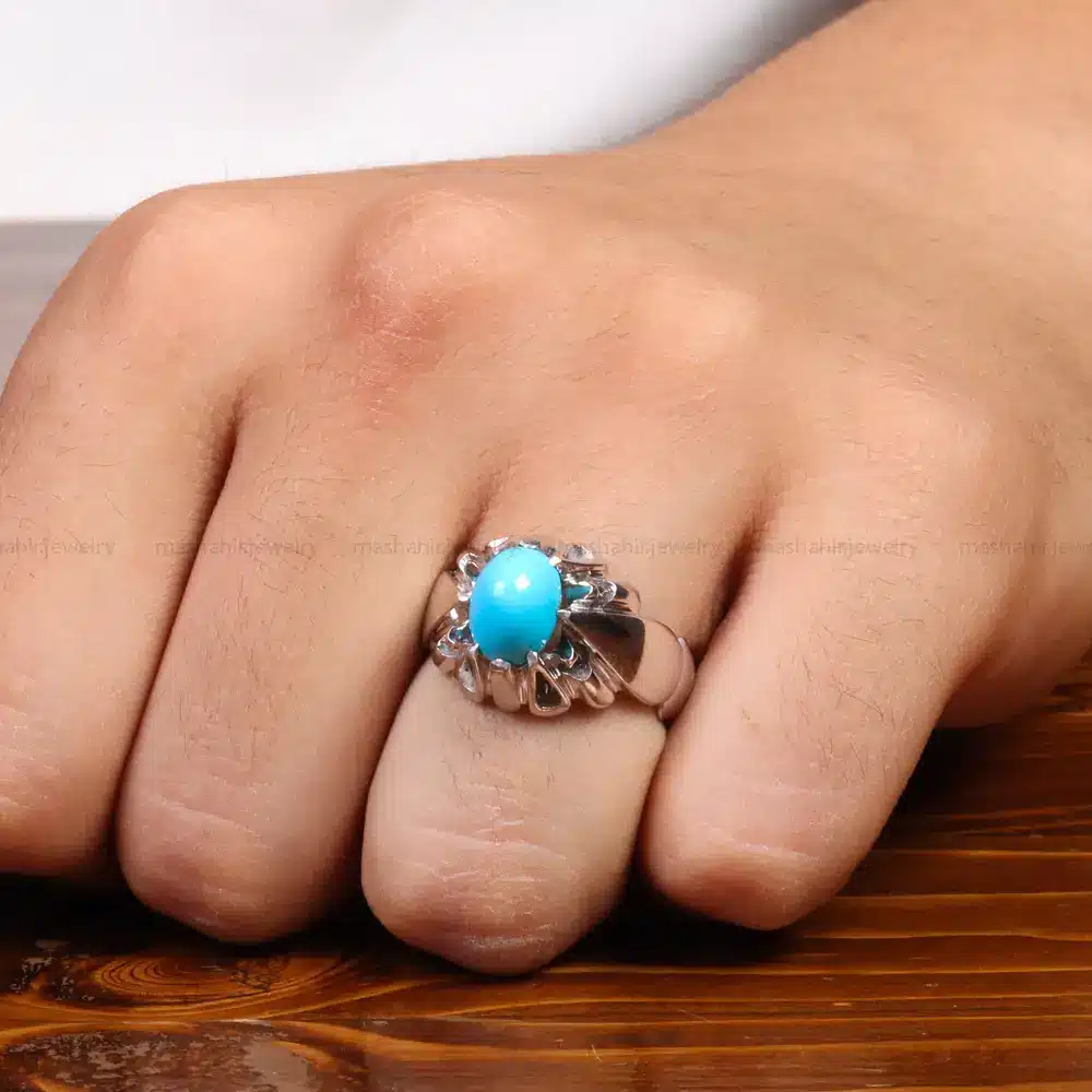 انگشتر فيروزه عجمی مردانه کد 27514
