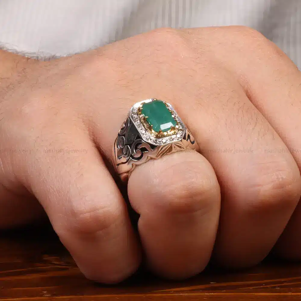 انگشتر زمرد مردانه کد 27767
