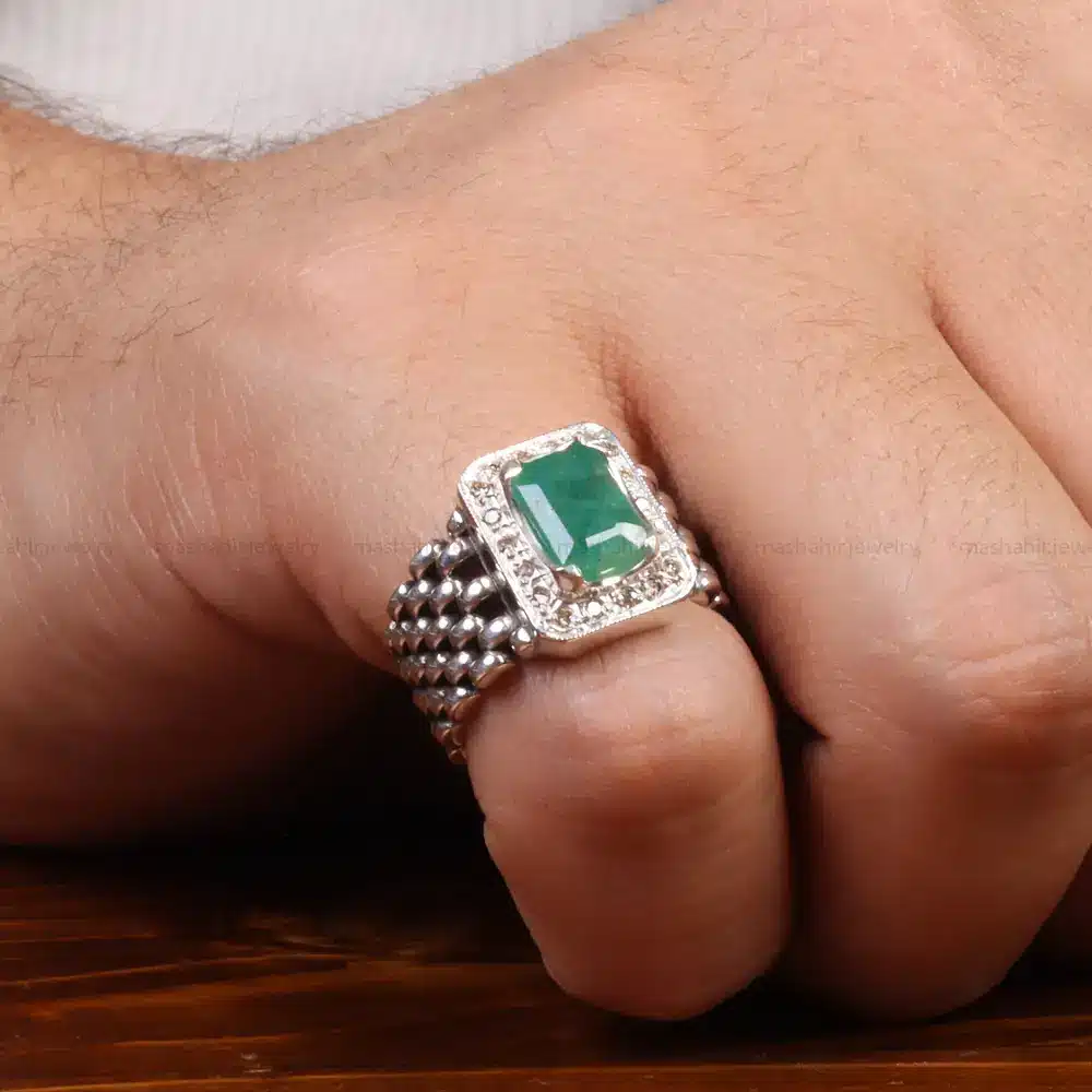 انگشتر زمرد مردانه کد 27769