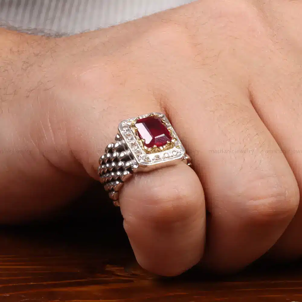 انگشتر یاقوت سرخ مردانه کد 27779