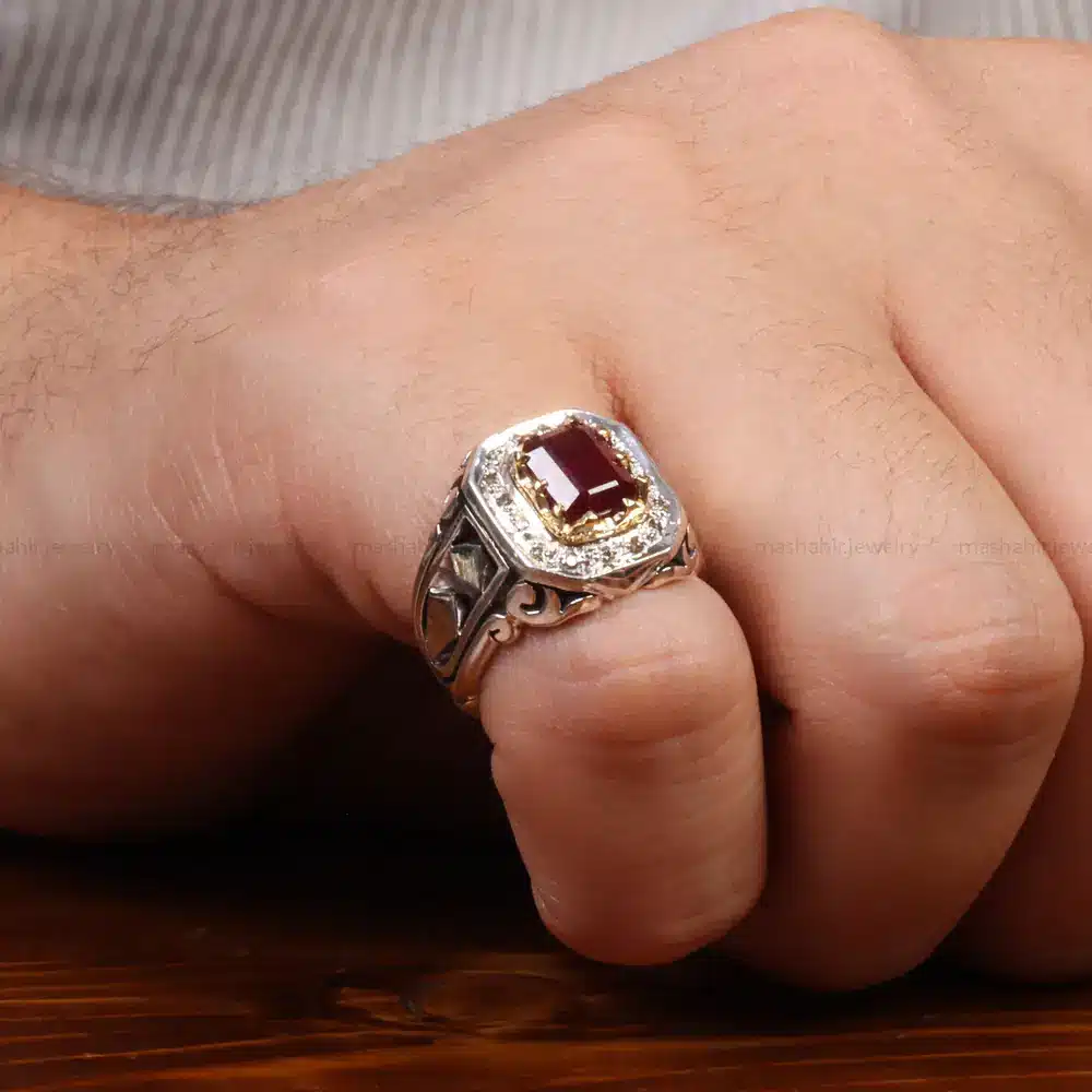 انگشتر یاقوت سرخ مردانه کد 27780