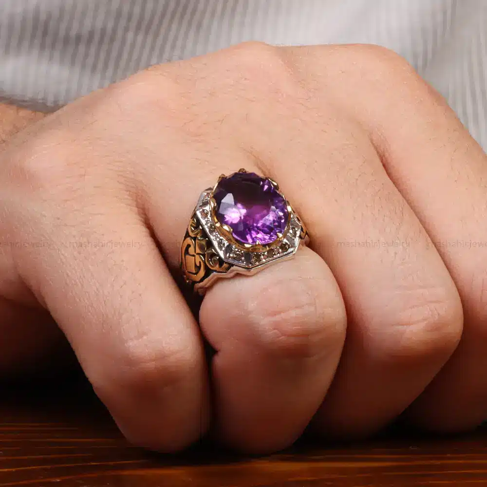 انگشتر آمیتیست مردانه کد 27782